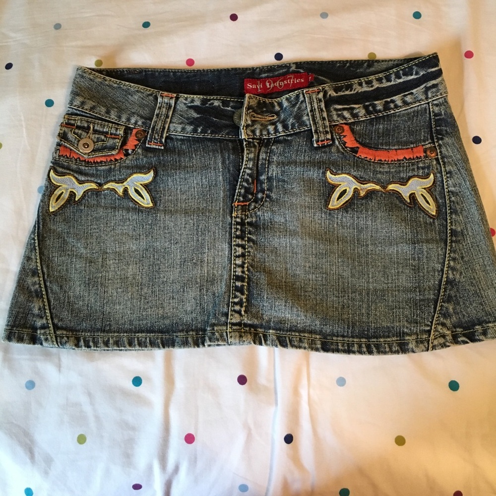 Embroider jean skirt